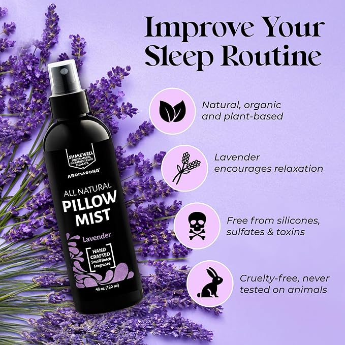 Aromasong All Natural Pillow Spray - Mothers Day Gift Set - Pack of Lavender, Ocean Mist, and Eucalyptus Included - Calming Linen & Bedtime Natural Essential Oil Mist Spray for Sleeping