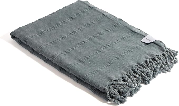 InfuseZen Stonewashed Turkish Bath & Beach Towel –100% Organic Turkish Cotton - Soft, Lightweight, Absorbent - Quick Dry, Sand Free - Swim, Pool, Shower, Travel - Peshtemal, Hammam Spa Towel - Denim