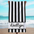 JML Personalized Beach Towel with Name, Custom Cabana Stripe Beach Towel, Customized Microfiber Pool Towel, Quick Dry & Absorbent Swim Towel for Adult,Anniversary, Birthday, Summer Holiday,Vacation
