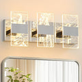 Modern LED Bathroom Light Fixtures Dimmable 3-Light Chrome Vanity Light, 5CCT Adjustable Lighting Fixture Vanity Lights Over Mirror, Smoked Acrylic LED Vanity Lights for Bathroom