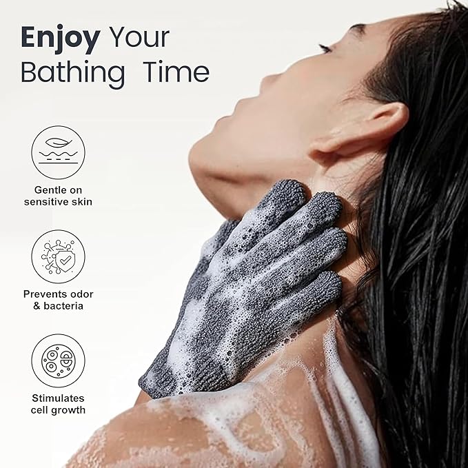 Yiclick Heavy Exfoliating Gloves 4Pcs, Exfoliating Mitts, Body Scrubber for Bath Shower Exfoliation, Body Scrub Exfoliator for Dead Skin Remover, Exfoliate Sponge Loofah Washcloth Men Women