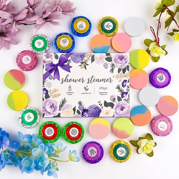 12pcs Aromatherapy Shower Steamers - Relaxation Birthday Christmas Set for Women and Men, Shower Bombs Tablets for Stress Relief and Self Care, Luxury Home Spa