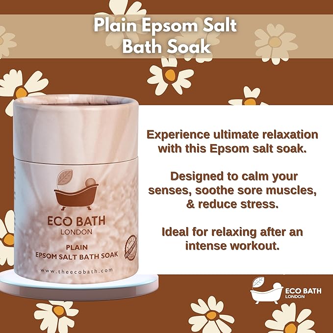 Eco Bath London Plain Unscented Epsom Salt Bath Soak - Tube 8.8 oz (250 g), Made in UK, Pure Magnesium Bath Salt