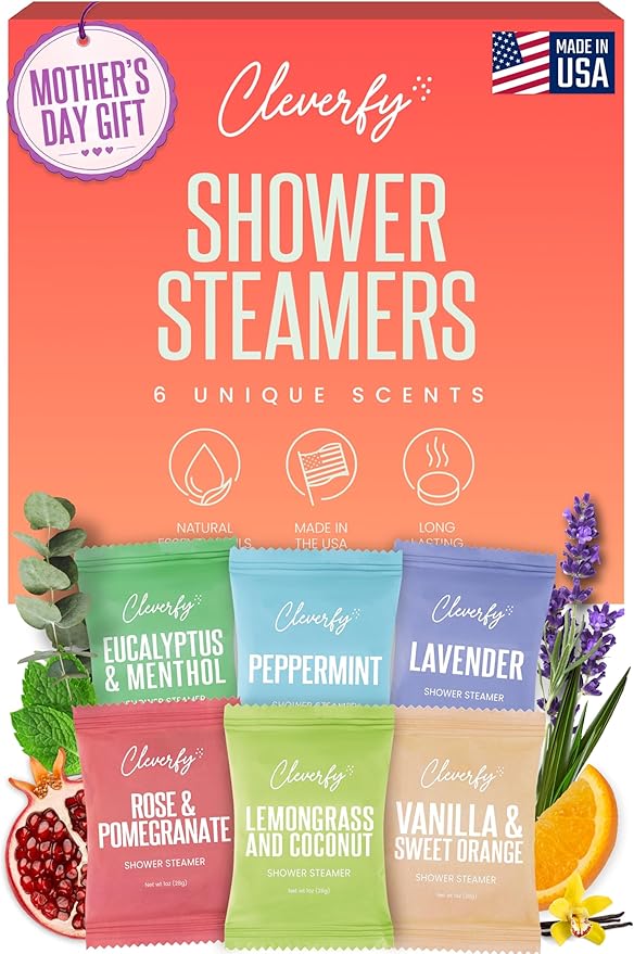 Cleverfy Shower Steamers Aromatherapy - Mothers Day Gifts for Mom, Wife from Husband, Grandma, Daughter and Sister - Birthday Gifts for Women, Mom, Teens, Girlfriend and Her - 6 Tablets