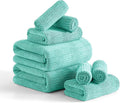 8 Piece Bath Towel Set-2 Oversized Bath Sheets(35"x70"),2 Hand Towels,4 Washcloths-Extra Large Microfiber Towel Sets,Less Lint Highly Absorbent & Quick Dry Bath Towels for Bathroom Gym Pool,Teal Blue