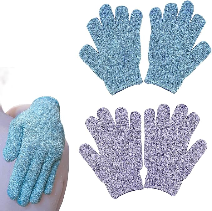 8 PCS ROTOPATA Deep Exfoliating Gloves Mitt with Hanging Loop for Shower, Spa, Body Scrubs, Dead Skin Cell Remover Bathing Accessories
