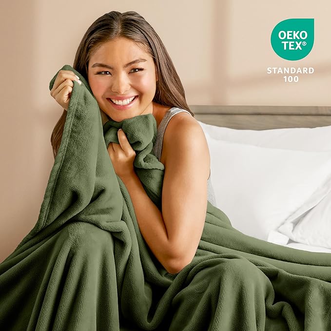 Bare Home Fleece Blanket - Twin/Twin Extra Long - Ultra-Soft Lightweight for Bed, Sofa, and Couch - Luxury Microplush - Cozy Warm Blanket (Twin/Twin XL, Cypress)