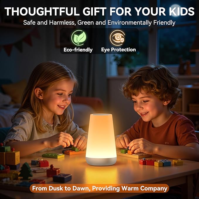 Auxmir Night Light for Kids Baby, 2500mAh13 RGB Colors & 5 Brightness, Portable Rechargeable LED Bedside Lamp for Baby Nursery, Night Lights for Bedroom Living Room Bathroom Hallways, Silver