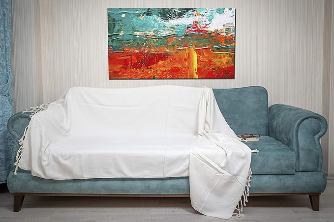 Bersuse 100% Cotton Milas XL Throw Blanket for Couch - 100% Cotton Lightweight Durable Throw Blanket, Big Blanket for Sensitive Skin, Decorative and Versatile - 60x90 Inches, White