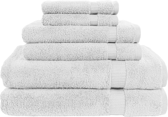 MyPillow My Towel 6 Piece Set - Premium Cotton Soft Absorbent Towels, 2 Bath Towels, 2 Hand Towels, 2 Wash Cloths [6 Piece Set, White]