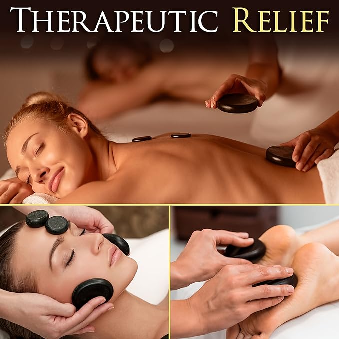 SereneLife Hot Stone Massage Kit Portable Heated Rock Therapy System with Digital Temperature Controller, Includes 12 Massaging Stones, Quick Setup: All-in-One Portable Kit