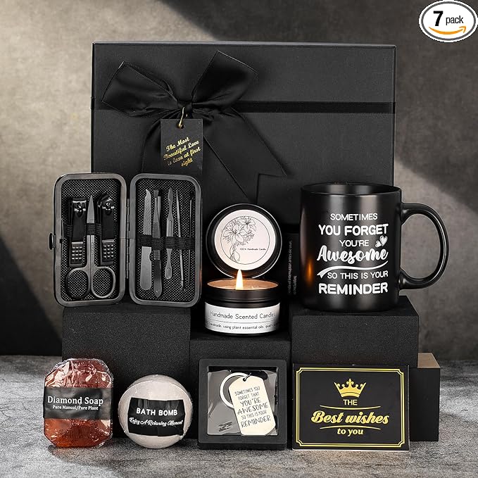 Gifts for Men,Self Care Gifts for Men, 7 Pcs Unique Gifts for Him Dad Boyfriend Husband Brother Friends, Perfect for Birthday Bath Set Spa Kit Bath and Body Self Care Grooming Relaxation Stress Relief