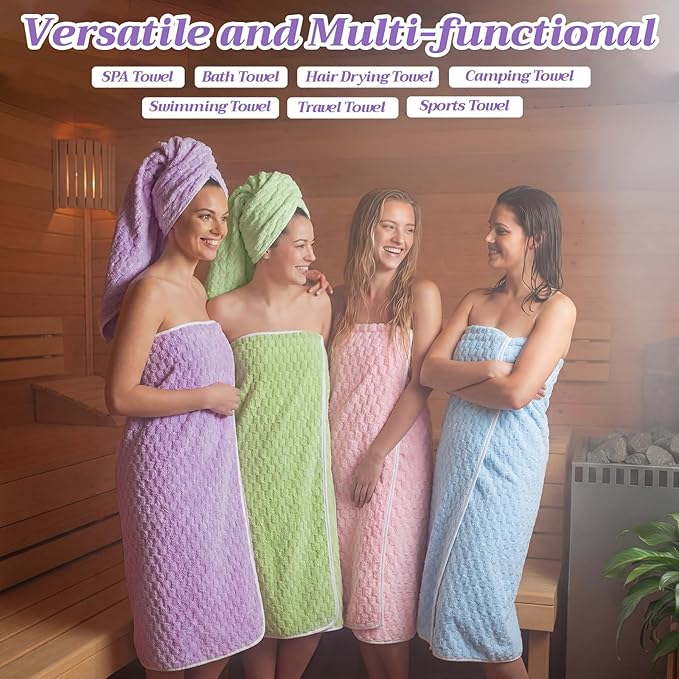 Gilprop 12 Pcs Soft Bath Towels Set for Bathroom Quick Dry, 4 Bath Sheets 4 Hand Towels 4 Washcloth Absorbent Microfiber Fluffy Shower Washcloth for Spa Gym Hotel Travel(Fresh Color)