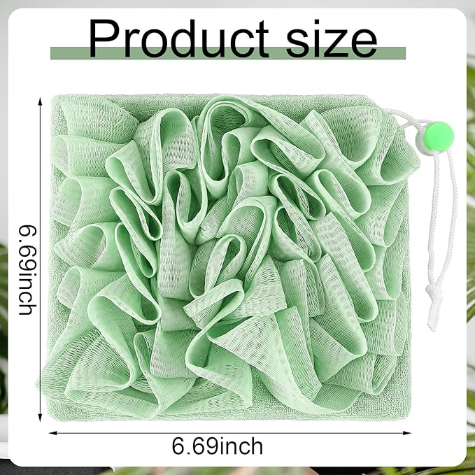 6 Pack Washcloth Loofah Combo 2 in 1 Drawstring Loofah Sponge with Bar Soap Pocket Exfoliation Mesh Shower Puff Ball for Body Wash Cleansing and Smooth Skin (Multicolor)