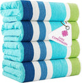 CASA COPENHAGEN Monaco Beach Towels Designed in Denmark Rough and Tough, Quick Dry, for Pool, Bath & Shower 30x60 inches 4 Pieces Cotton Beach Bath Towels Set - Rainbow Green