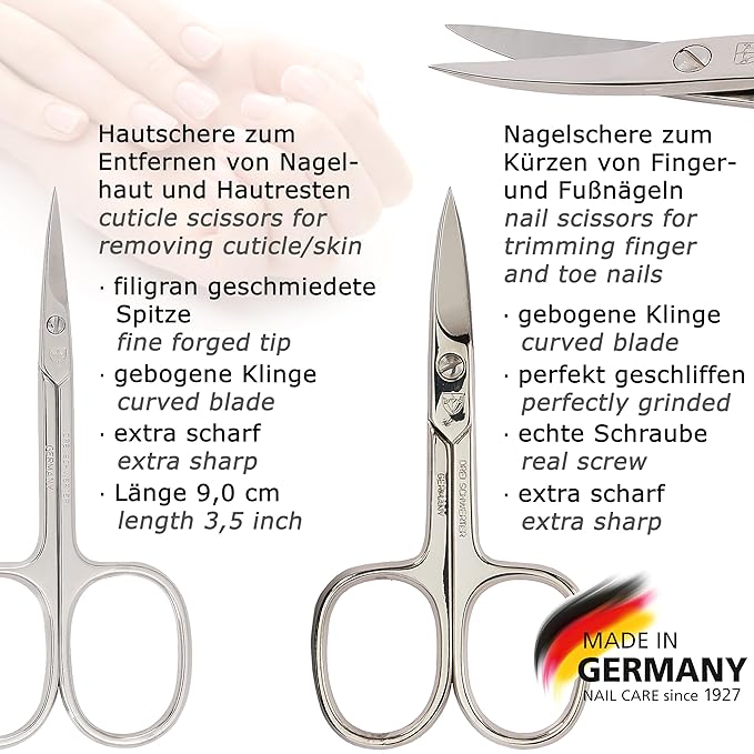 3 Swords Germany - brand quality 6 piece manicure pedicure kit set for professional finger & toe nail care with synthetic leather case - Made in Germany - pink