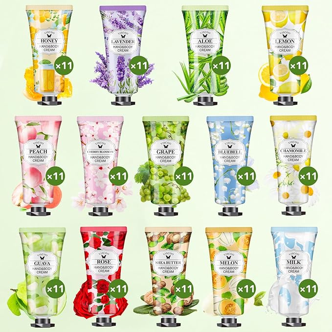 VISCOO 154 Pack Hand Cream Gifts Set for Women, Mothers Day Gifts, Teacher Appreciation Gift, Nurses Week Gift, Bulk Gifts for Women, Moisturizing Mini Hand Lotion Travel Size for Dry Cracked Hands