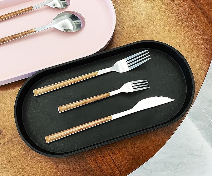 Black Small Tray (11.8 inch), 3 Pack Oval Tray for Kitchen Counter, Bathtub Bathroom Vanity Items, Countertop Organizer, Coffee Accessory, Bar, Serving Seasoning, Salt and Pepper, Soap.