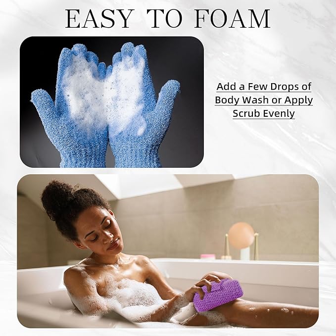 6 Pack African Bath Sponge Exfoliating Glove Set Nylon African Exfoliating Net Exfoliating Washcloth Body Scrubber Back Scrubber Wash Deep Scrubbing Dead Skin