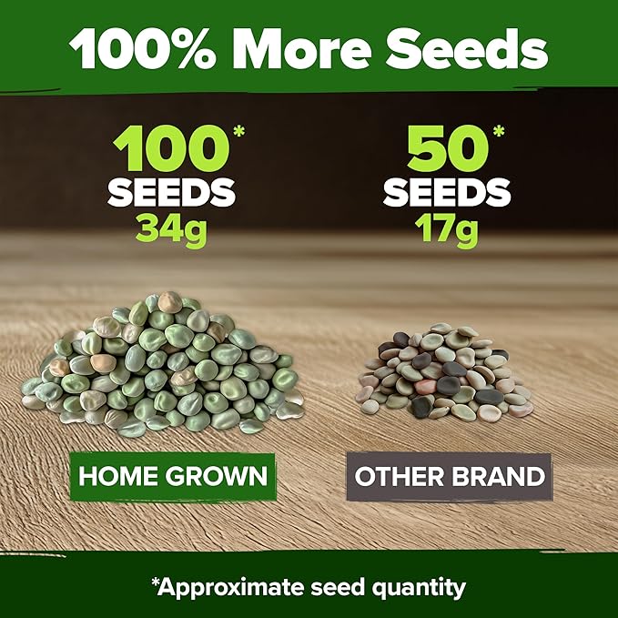HOME GROWN Organic Cascadia Snap Pea Seeds 100+ Heirloom Non-GMO Seeds for Planting, High Germination, Sweet Edible Pods, Stringless Sugar Snap, Cool Season Garden, Containers (Pisum sativum)