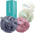 Loofah 4 Pack 75g Extra Large Loofa Set Soft Bath Sponge Thick Body Wash Puffs for Shower (Pink-White-Blue-Green)