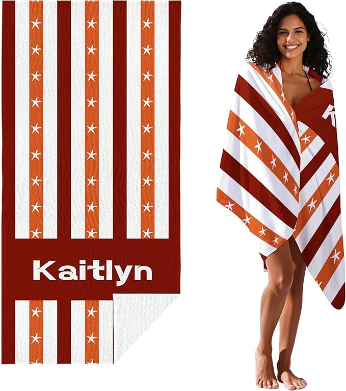 JML Custom Beach Towel with Name, Personalized Microfiber Beach Towel with Name, Large, Soft, Quick Dry & Absorbent for Swim, Pool,Adult,Summer Holiday,Vacation,Travel,Gift for Anniversary, Birthday