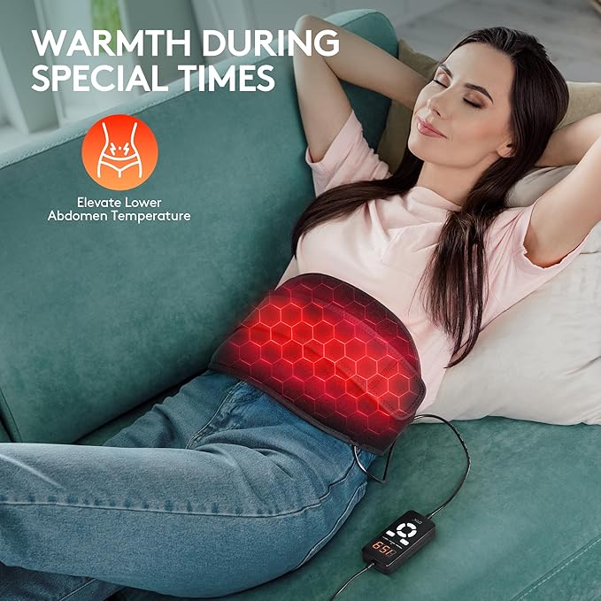 UTK Far Infrared Heating Pad for Back Pain Relief, Hot Enough, Gift for Women Men, Heating Pads for Lower Back, 16 Timers Auto-Off, 20 Natural Jade, 35-55" Adjustable Size