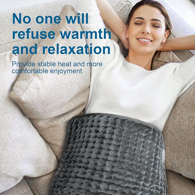 Heating Pad for Back, Electric Heating Pads for Cramps/Abdomen/Waist/Shoulder with 6 Heat Settings and Auto-Off, Moist/Dry Heat pad, Christmas Gifts for Women Men Mom Dad, 16" x 24"(Gray)