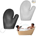Karenhi 2 Pcs Honeycomb Exfoliating Glove Bath Mitt Body Spa Scrubber, Honeycomb Exfoliator Glove for Body Shower, Scrubber Sponge Shower Loofah, Quick Drying (Black,Grey)