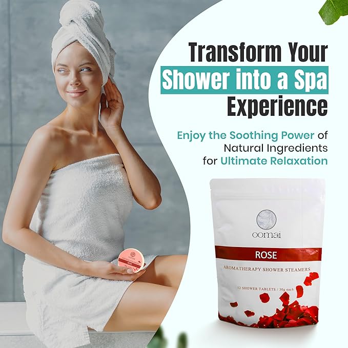 Shower Steamers Natural Aromatherapy Rose Scent with Tray, Mother's Day Best, Gifts for Women, Wifes, Moms, Spa Set, Spring, Birthday, Relaxation, Self Care, Freshness
