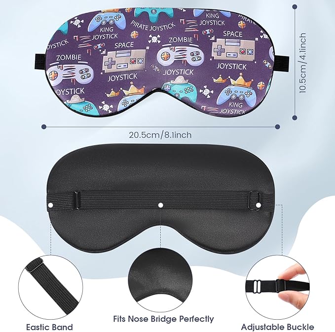 2 Pcs Boys Sleep Eye Mask, Guys Blackout Sleeping Silk Mask for Kids Adult Children's Travel Eye Mask Eye Cover Blindfold for Game (2 Pcs Game Mask - Style 5)
