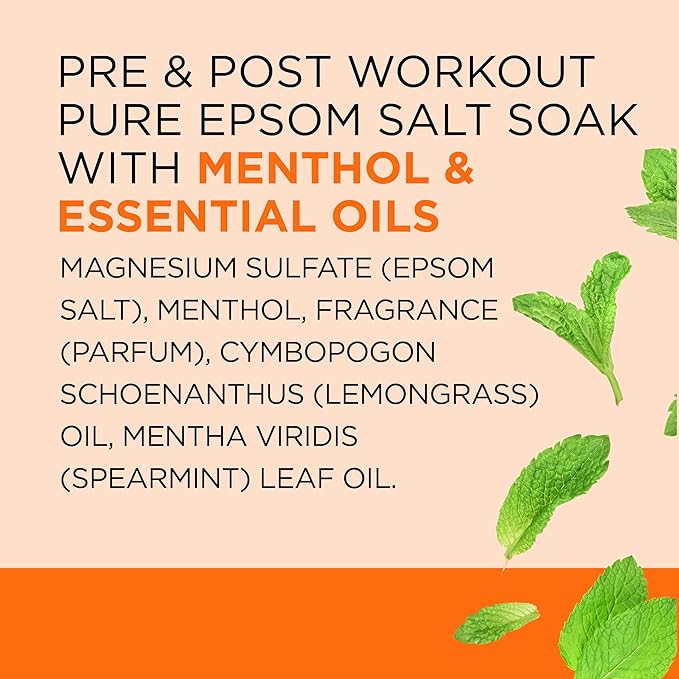 Dr Teal's Epsom Salt Magnesium Soak, Pre & Post Workout with Menthol & Essential Oils, 3 lbs (Pack of 4)