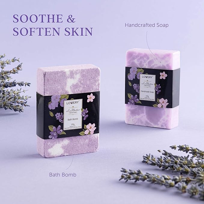 Mothers Day Gifts for Mom, Lavender & Lilac Spa Gift Basket For Women & Men, Handmade Soap, Potpourri, Bath Bomb, Jojoba Oil, Organic Lip Balm & More - Stress Relief Set, Bath & Body Self Care Package