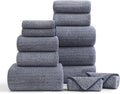Ultra Soft Bath Towel Set,12 Piece (4 Bath Towels,4 Hand Towels,4 Washcloths) Family Bathroom Towel Set with Hanging Loops,Quick Dry Extra Absorbent Fluffy Shower Towel for Bathroom,Hotel,Spa-Navy