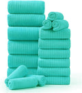 18 Piece Family Bath Towel Set Include 6 Bath Towels,6 Hand Towels and 6 Washcloths Soft Bathroom Towel with Hanging Loops,Highly Absorbent Quick Dry Towels Set for Bathroom,Hotel and Spa- Dark Cyan