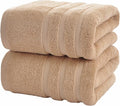 Bath Towels 2 Pack, 30 x 60 Inches, Large 100% Cotton Towels, Soft, Absorbent, Comfortable for Home, Spa, and Gym, (Beige)