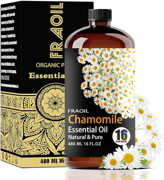 Chamomile Essential Oil, Chamomile Oil 16 Fl Oz 480 ML for Diffuser Humidifier Yoga Cleaning DIY Candle Soap Making Perfume Gift for Women Essential Oils FRAOIL (Chamomile 16 Fl Oz (Pack of 1))