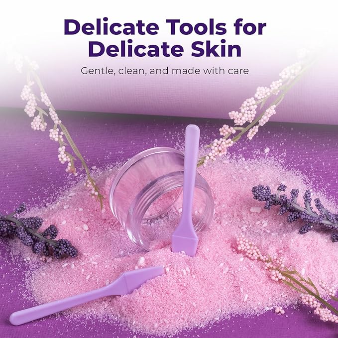 Kopperko Mini Beauty Spatula (2.5", 500 Pack) - Small Beauty Spatulas for Creams, Cosmetics & Crafts | Moisturizer Applicator for Mixing, Cosmetic, Face Mask | Disposable Makeup Spoon | Purple