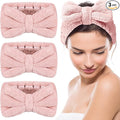 3 Pieces Makeup Headband with Bow Spa Headband for Washing Face Makeup Shower Microfiber Skin Care Hair Band and for Christmas Women Gift