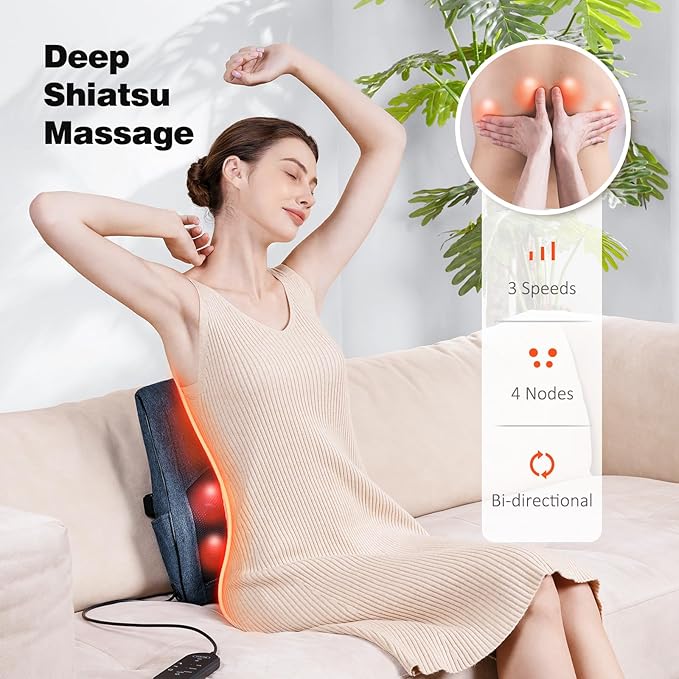 Boriwat Neck Massager with Heat, Back Massager & Deep Tissue Massager, 3D Kneading Massage Pillow for Neck, Back, Shoulder, Leg, Gifts Men Women Mom Dad, Stress Relax at Home Office and Car (Blue)