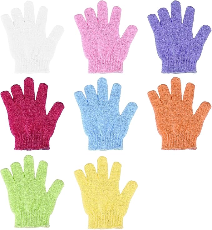 2 Pcs Shower Gloves, Exfoliating Gloves, Exfoliating Mitt, Exfoliating Body Scrub, Loofah Bath Gloves for Men, Women (Pink, 2)