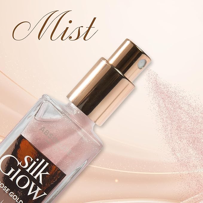 Absolute New York - Silk Glow Shimmer Mist Glow, Radiant, Shimmer Body & Face & Hair, Shea Butter, Coconut Oil, Vitamin E (SBGS01 White Plantinum Mist, 3.4 fl oz)