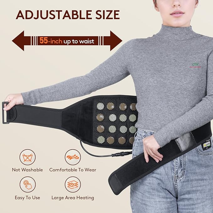 UTK Vibrating Far Infrared Heating Pad for Back Pain Relief, Hot to 159℉, Lower Back Massager Gift for Women Men, FSA-HSA Eligible, 3 Vibration, 16 Timers Auto-Off, 20 Jades, 35-55" Adjustable Size