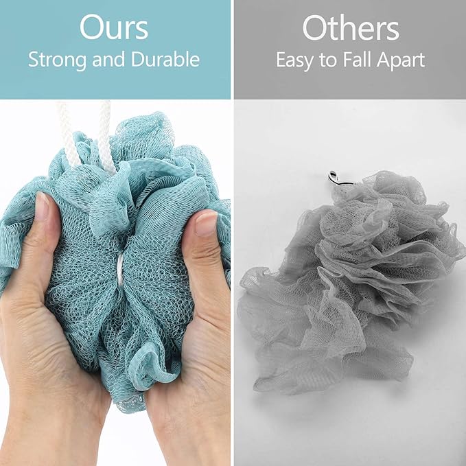 BTYMS 4 Pieces Shower Loofahs Large Bath Sponge 75g Mesh Pouf Wash Puff Shower Poof Body Loofas for Bathing