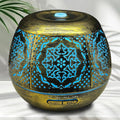 500ml Metal Essential Oil Diffuser, Antique Gold Aromatherapy Diffuser, Moroccan Hollow Out Design, 7 Color LED, Timer, Auto Shut-Off, Vintage Iron Cool Mist Humidifier for Large Room, Home Decor Gift