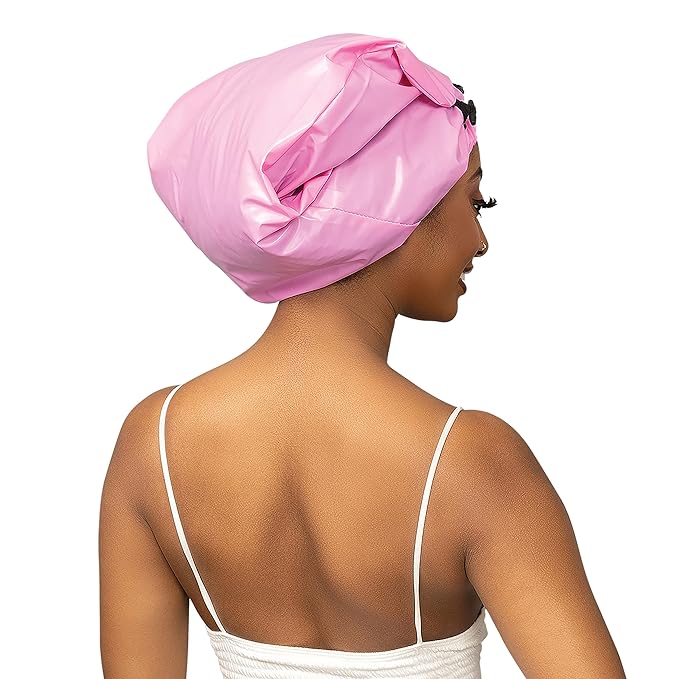 Esha Girl - Shower Cap for Extra Long Hair, Braids, Locs, Twists – Waterproof – Snug Fit Guarantees No Leaks – Easy Button Up (Pink, X-Long (30" x 9"))