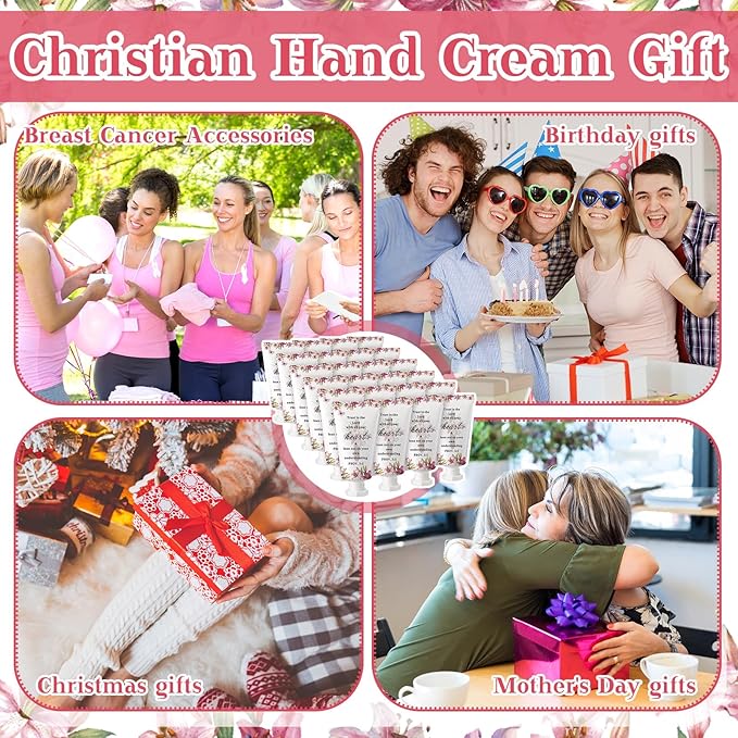 50 Pack Christian Hand Lotion Bulk Gifts for Women Mother's Day Gifts Bible Mini Travel Hand Lotion for Women Church Appreciation(Christmas)