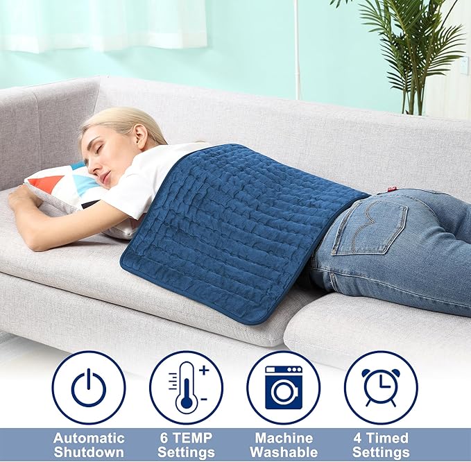 33x17 Inch Electric Heating pad for Back Neck Shoulder Knee Arms Legs- Electric Heat Pads with 6 Heat Settings & Auto Shut Off &Dry/Moist Heat Heating Pad for Birthday Mother Father Girl Men Women