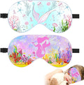 2 Pcs Sleep Mask for Kids Girls, Silk Eye Covers for Sleeping, Adjustable Strap & Light Blocking Design, Children's Bedtime Blindfold for Travel and Home Use (Mermaid)