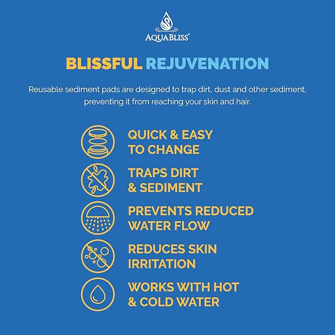 AquaBliss Shower Filter Sediment Pads - Protect your Skin & Hair from Rust, Dust, Sand and other impurities in your water. Compatible with SF400 & SF500-30-Pack